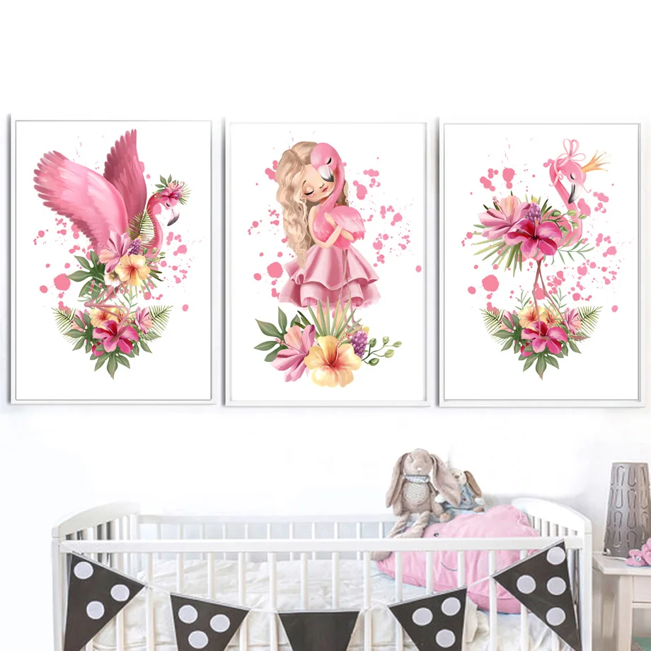 DIYDiamond картина с розовыми цветочками для девушек рисунком Фламинго камни в форме