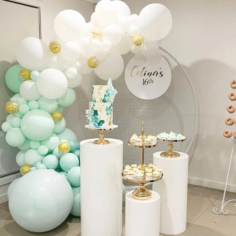 

120pcs Macaron Mint White Balloon Arch Gold confetti Wedding Birthday Party Decorations Kids Adult Latex Baby Shower balloons