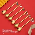 Металлические рождественские ложки, украшения для новогоднего стола 2021 на новый год ложка для десерта, кофе