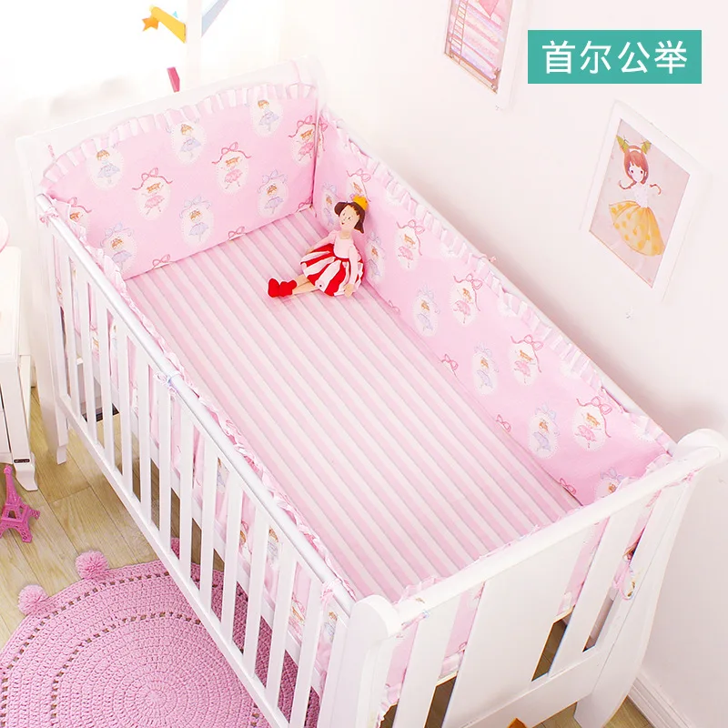 5pcs set-15 4 шт. Бамперы для кроватки+ простыня из хлопка с мультяшным принтом, детская защита для кроватки, постельные принадлежности для младенцев, Детский Комплект постельного белья, декор для комнаты - Цвет: 5pcs set-15