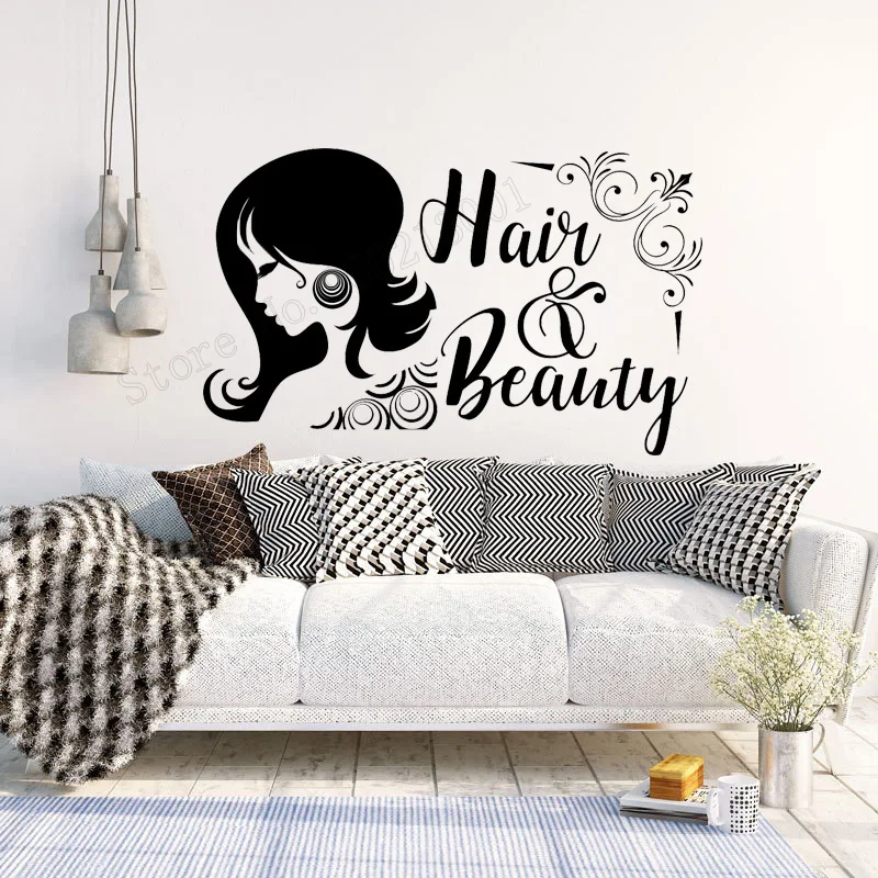 Стикер для художественного салона украшение на стену стрижки волос девушек