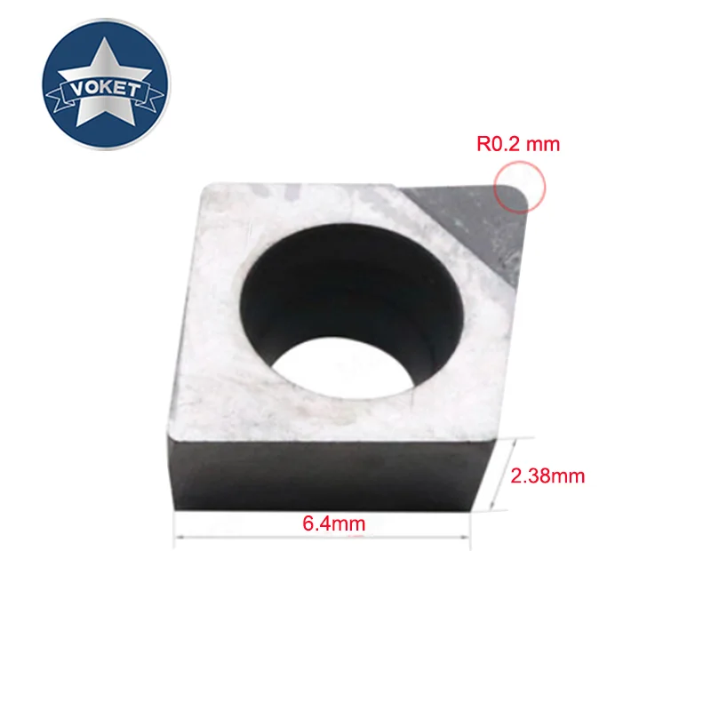 VOKET алюминиевое лезвие PCD токарный инструмент CCGT 060202 точный яркий токарный станок CBN высокотвердый материал токарный инструмент