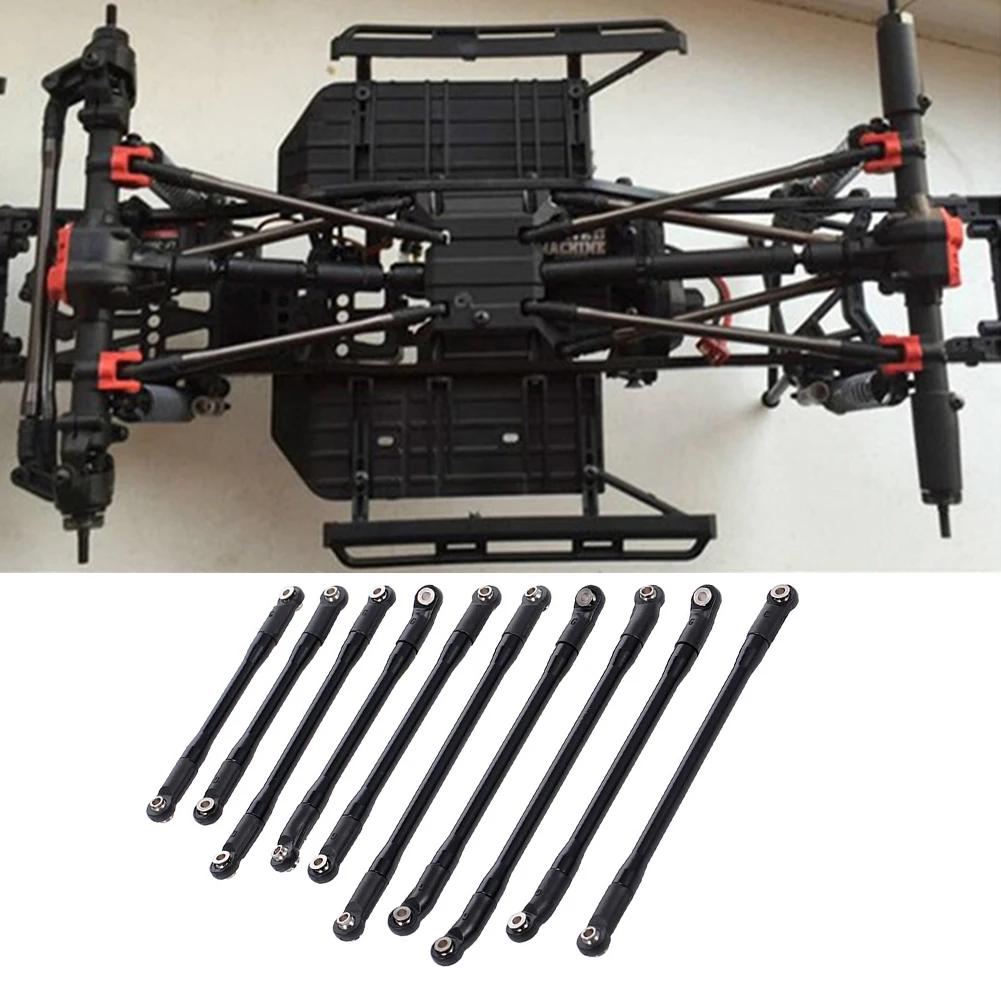 

10pcs Plastic Link Rod End Set Chassis Anti-Rust Link Pull Rod for 1/10 RC Crawler Car Axial SCX10 II 90046 RC Climbing Car Acce