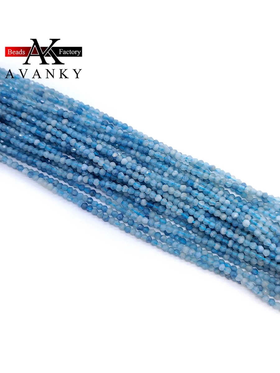 Natural Faceted GemStones Aquamarine Beads Small Section Loose Spacer For Jewelry Making DIY Necklace Bracelet 15''2x3mm 3x4mm