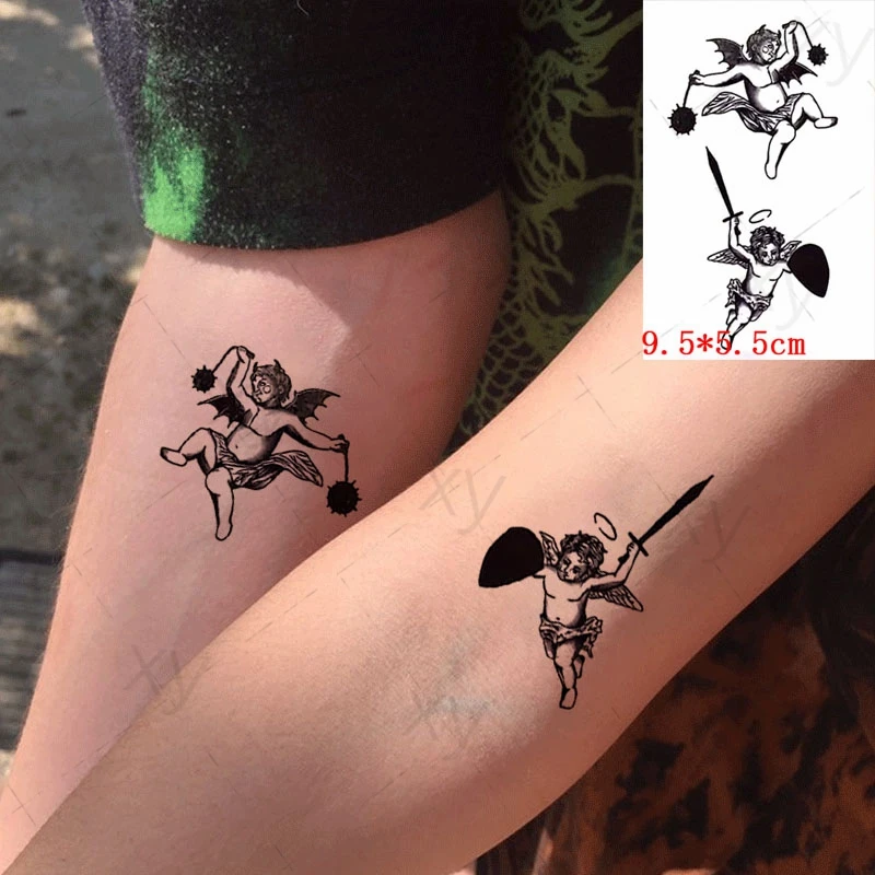

Waterproof Temporary Tattoo Sticker Cute Angel Wing Sword Element Small Size The Body Art Flash Tatoo Fake Tatto For Woman Men