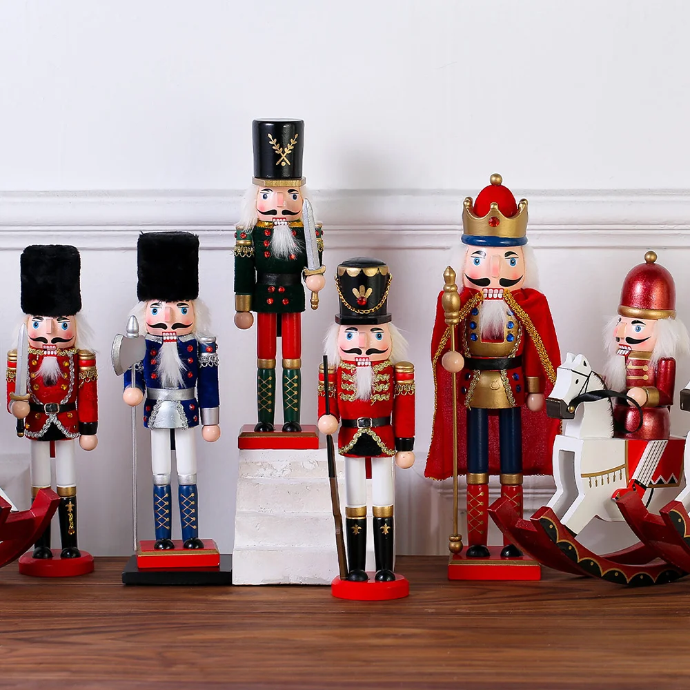 

Handcraft Puppet Wooden Easter nutcracker soldier Doll Gift Figures brain hazelnut home office Party Ornament Xmas Tree Decor