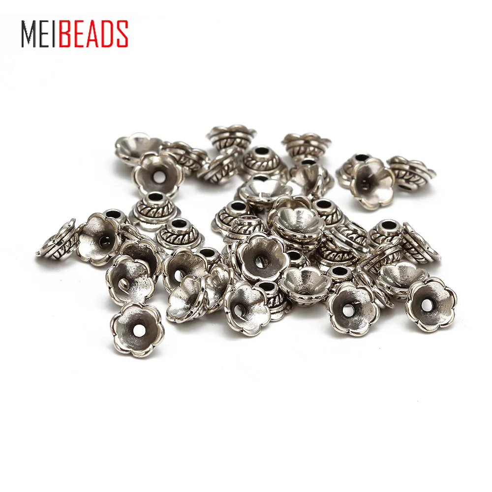 Meibeads 50 шт./лот 7 мм Ретро Серебряный цвет имитация бисера шляпы DIY сплав ювелирные