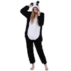 Косплей Кигуруми пижамы для взрослых Ползунки панда зимний комбинезон с капюшоном костюмы на Хэллоуин для женщин и мужчин одежда для сна