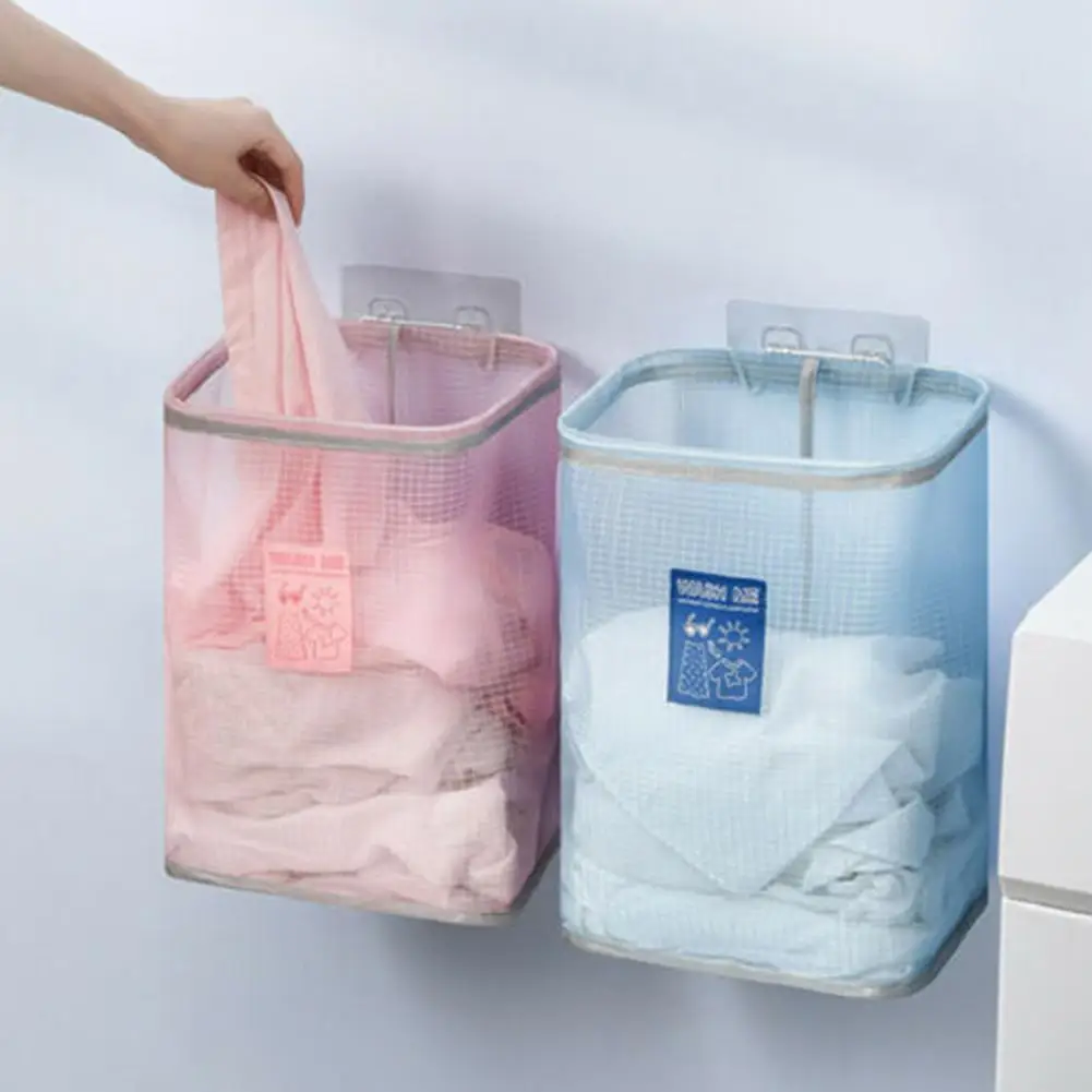 

Wall Mounted Breathable Laundry Basket Foldable Dirty Basket Laundry Organizer Clothes Bathroom Baskets Clothes Storage F7W0