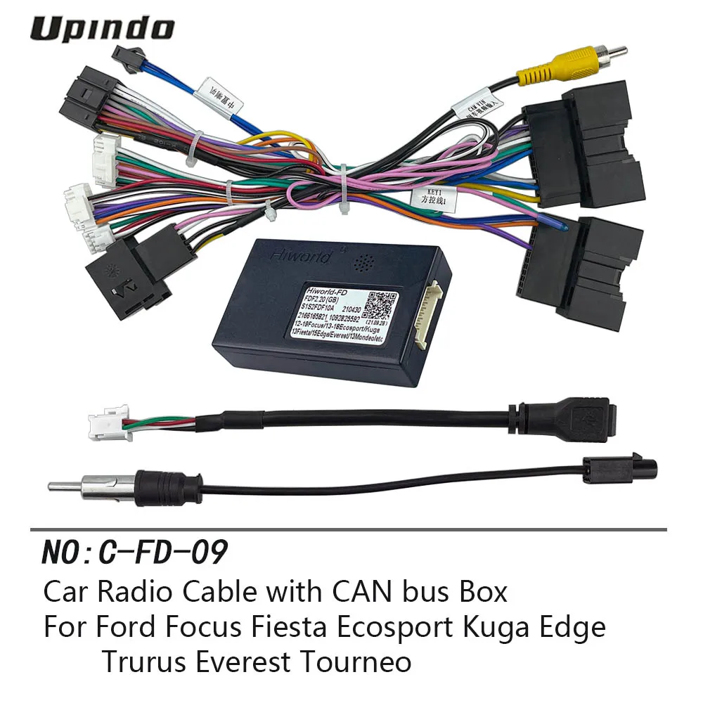 Car Radio Cable CAN-Bus Box Adapter for Ford Focus Fiesta Ecosport 2012 Wiring Harness Media Player Power Connector Socket