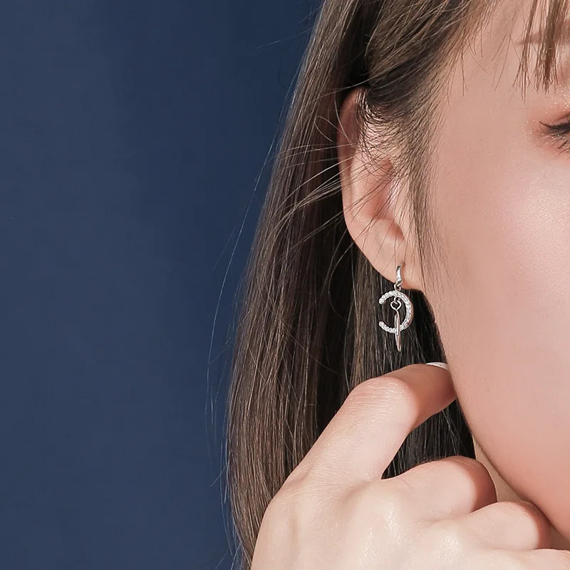 

Genuine s925 sterling silver jewelry earring ins Korean classic zircon female Ear Studs personality creative earrings silverware