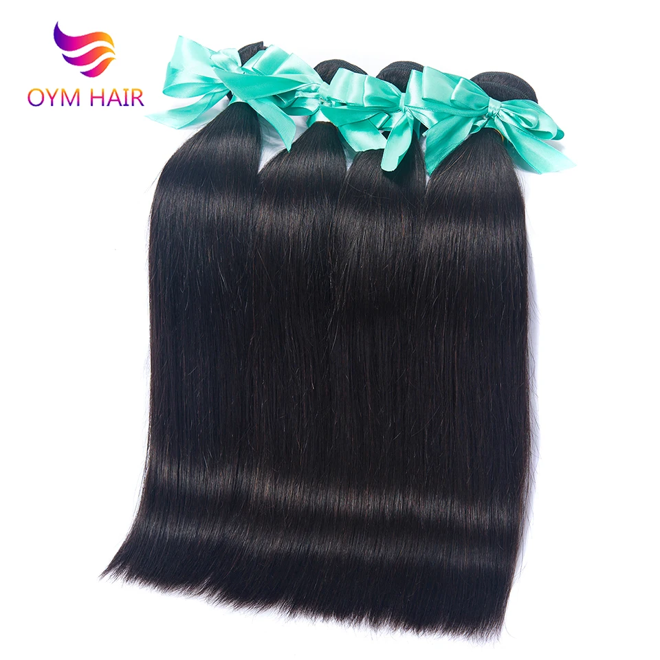 Связки малайзийских волос с закрытием прямые пучки натуральные человеческие