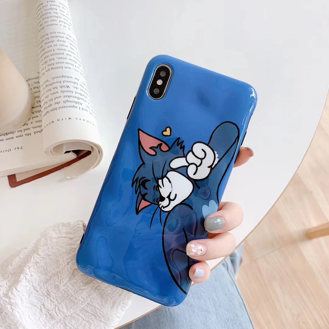 New honor series craft cartoon fun Tom Jerry shell for iPhone 11 11pro max XR XS MAX X 7 8 6splus back cover soft |