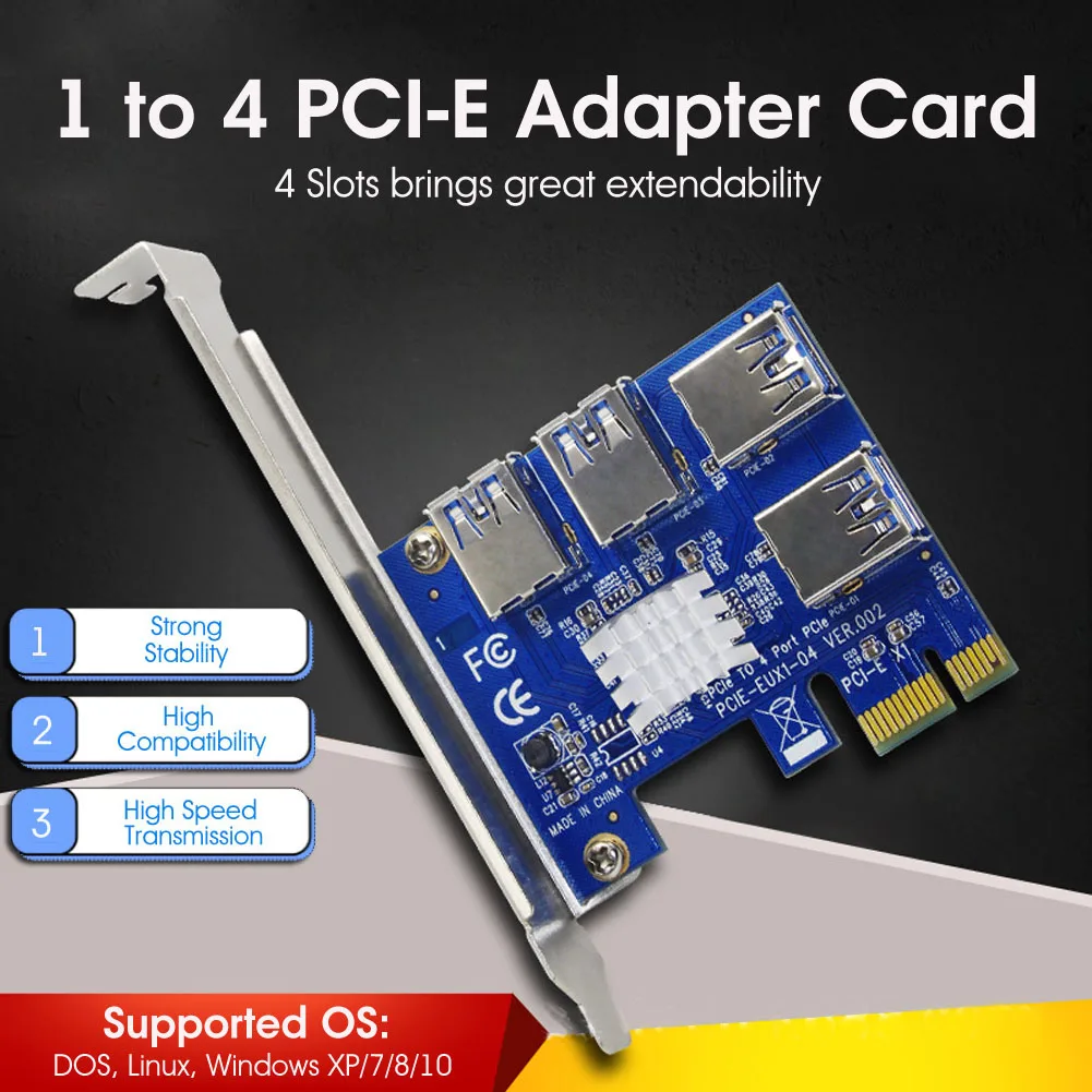 

Адаптер питания для внешних слотов 4 pci Express 16x, поддержка Linux, Windows Xp/7/8/10