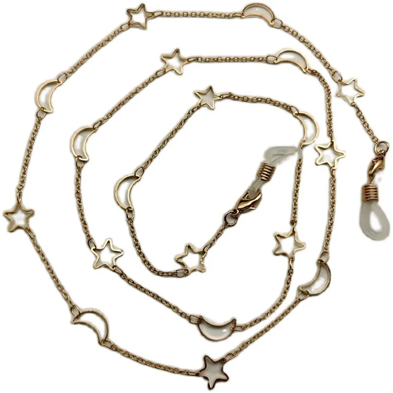 

2020 Chic fashion simple stars and moon handmade Charm sunglasses chain holder glasses accessories