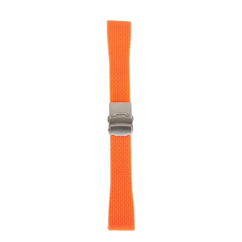 Orange 18 мм, 20 мм, 22 мм, 24 мм силиконовый резиновый ремешок для часов с пряжкой, водонепроницаемый черный модный ремешок для часов, 5 цветов - Band Color: Orange