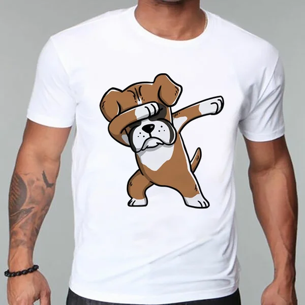 

Dabbing Boxer Dog Pat Dog Print Men T shirt Casual Short Sleeve Tshirt Female o-Neck Loose Women t-Shirt Aesthetic Tee Shirt