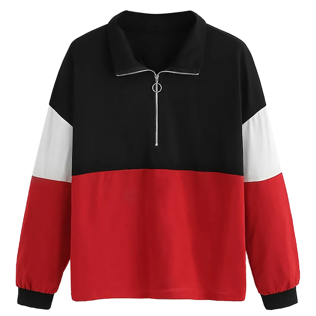 JAYCOSIN модная женская толстовка на молнии с цветными блоками повседневный простой