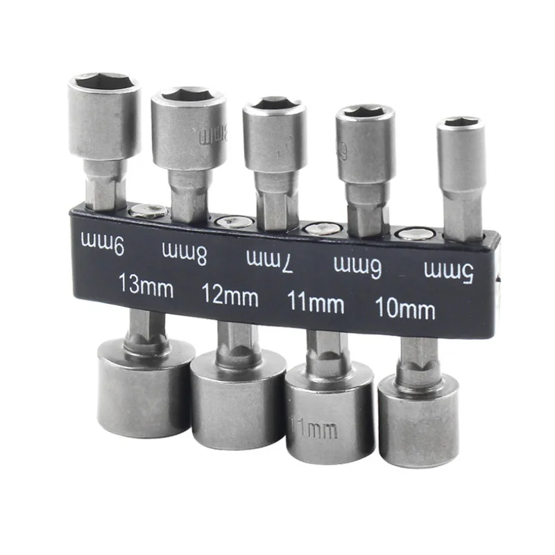 

9pcs / set of 5mm-13mm hexagon shank sleeve socket nozzle nozzle nut screwdriver bit set drill bit adapter hexagon power tool