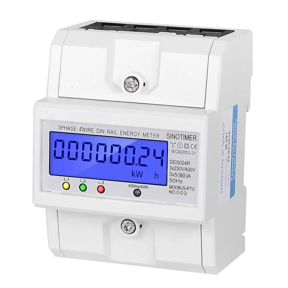 SINOTIMER DDS024R RS485 Modbus Rtu din рейка 3 фазы 4P электронный ваттметр энергопотребление