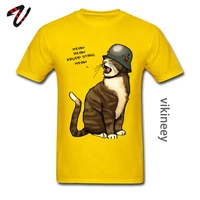 german big cat printed on t shirts army cat kitten cute graphic cotton round collar men tees autumn clothing shirt