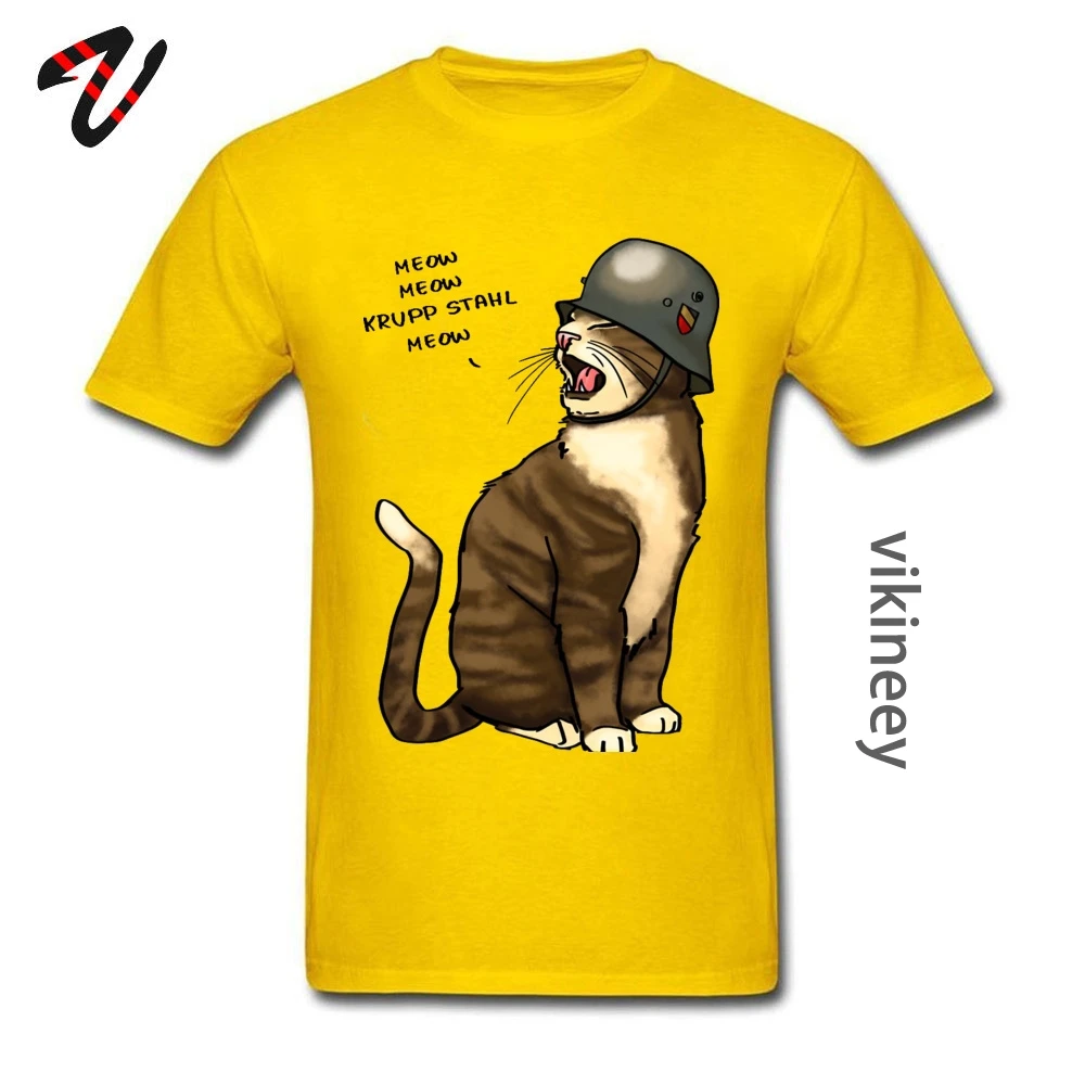 Футболка мужская с принтом большого немецкого кота Милый хлопковый топ круглым