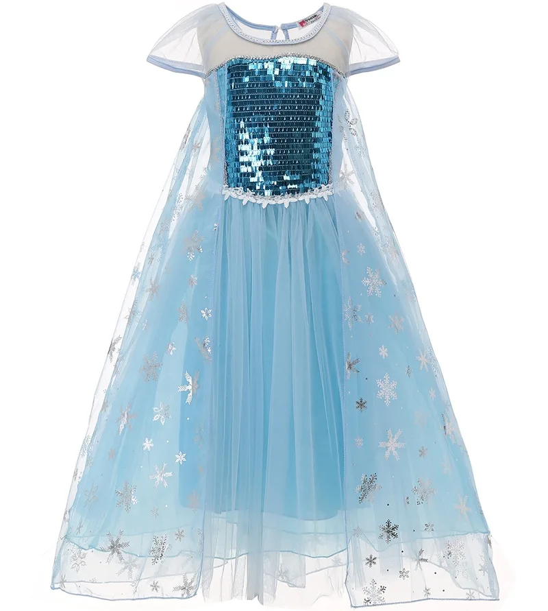 

Girls Elsa Cosplay Dress Fancy Costume Girl Snow Queen Halloween Birthday Party Children Princess Clothes for 3 4 7 8 9 10 Years