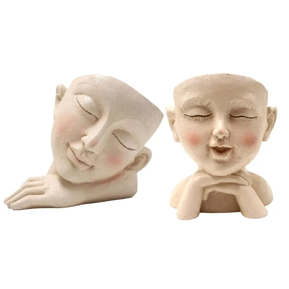 

Лицевая головка для девочек, цветочный плантатор, суккулент, цветочный горшок, фигурка сада, Декор, скандинавский цветок