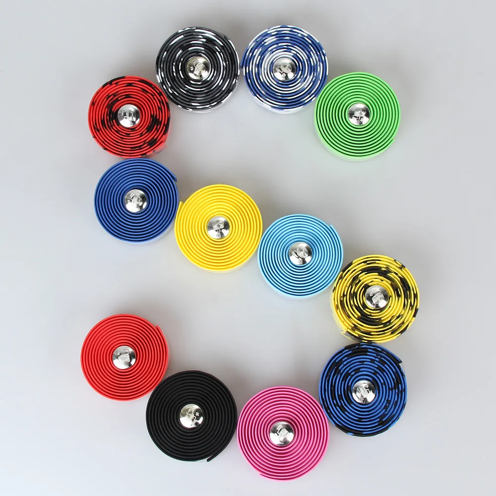 2PCS Cycling Road Bike Sports Cork Handlebar Tape+ 2 Bar Plug Steering Wheel Cover Non-slip Belt Rubber Tape руль для велосипеда |