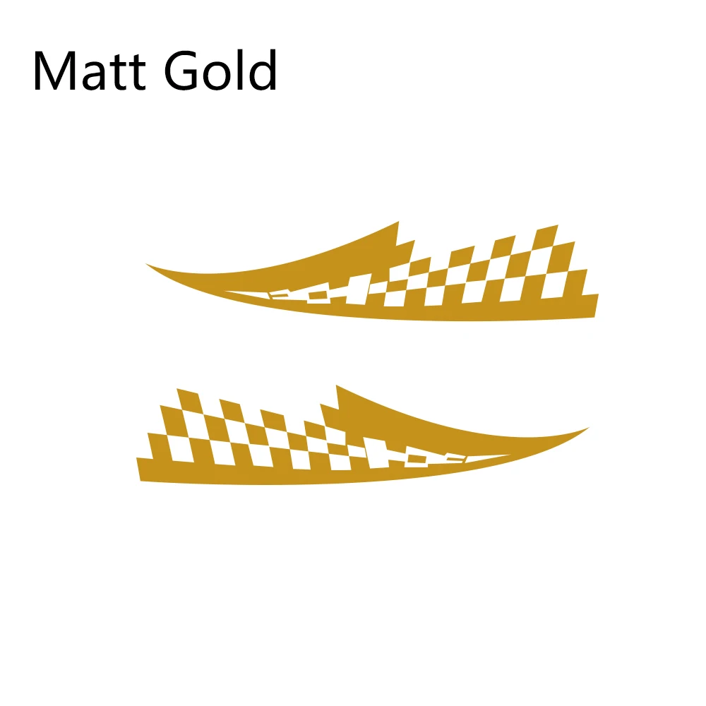 Matt Gold 2 шт. 17x77 см наклейки на капот автомобиля виниловая пленка авто гоночный Спорт Стайлинг наклейки все модели автомобиля Тюнинг аксессуары - Название цвета: Matt Gold