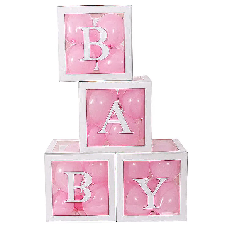 Прозрачная коробка для воздушных шаров с надписью Baby and Love 30 см | Дом и сад