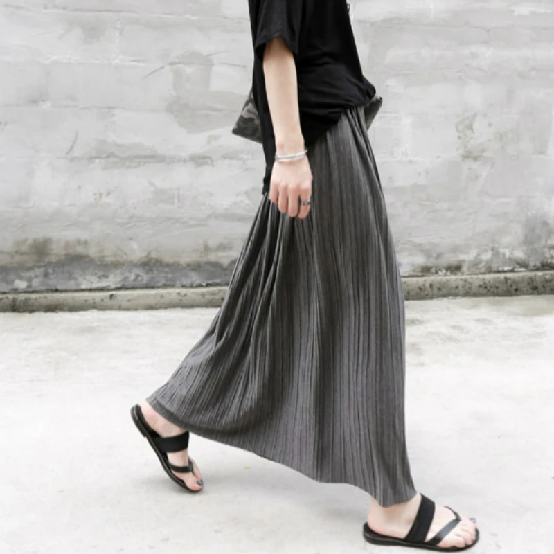 Юбка женская плиссированная макси элегантная однотонная длинная школьная в