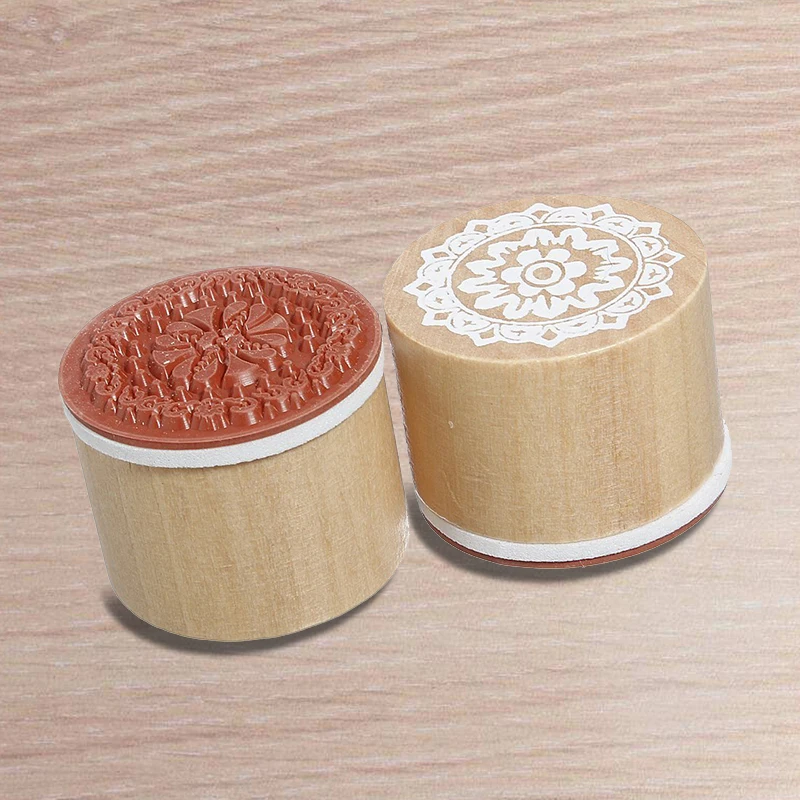 6 различных деревянных резиновых штампов круглый почерк цветочный цветок