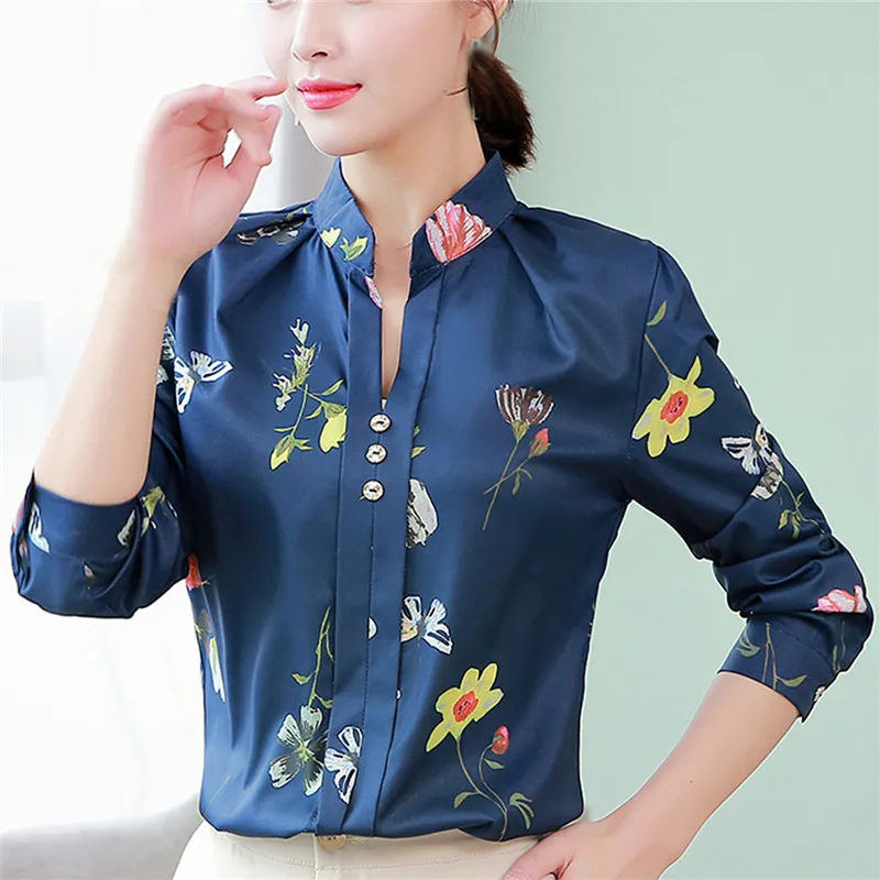 

Korean Women Shirts Chiffon Women Blouses Elegant Office Lady Print Shirt Plus Size Blusas Mujer De Moda Woman Long Sleeve Shirt