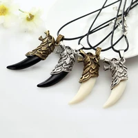 dropshipping necklace carved antique style alloy faux leather rope necklace for club