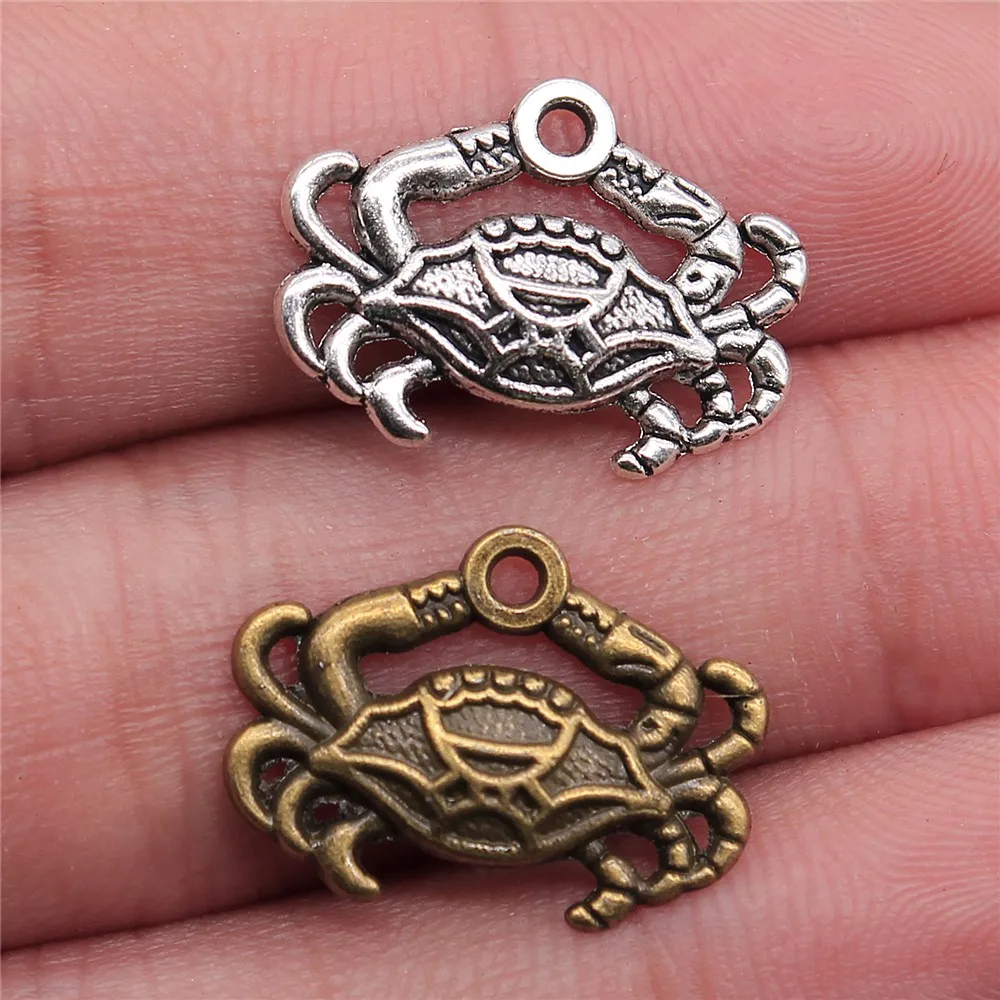 

Подвески «краб» 20 шт., Подвески для изготовления ювелирных изделий под античное серебро, 14 х20 мм