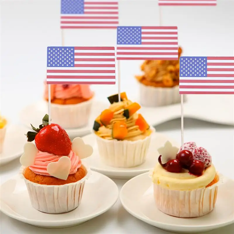 12 шт Мини Американский День Независимости торт Топпер палка Флаг украшения торта