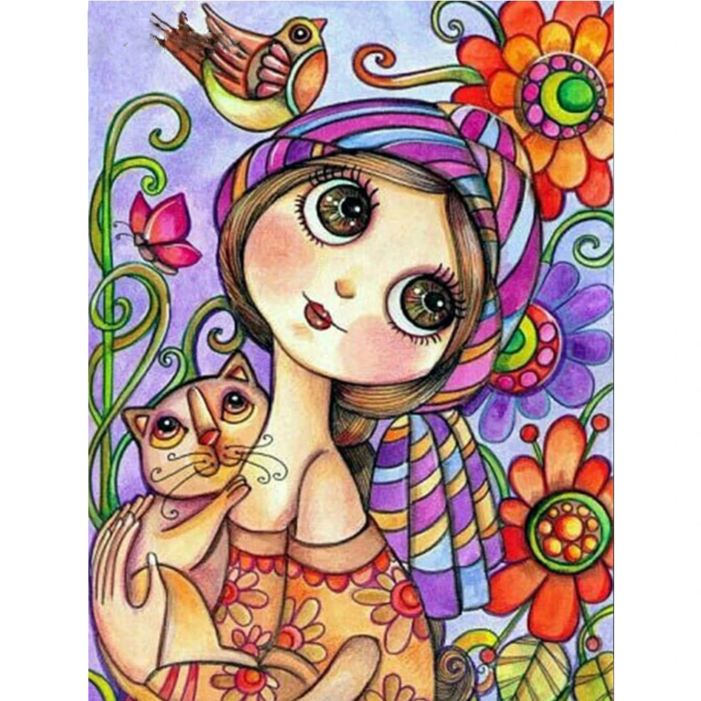 

Cute Girl Diamond Art Paint Kids Room Decor Embroidery Diamond Art Diy Paint Full Drills Jewel Cross Stitch Handmade