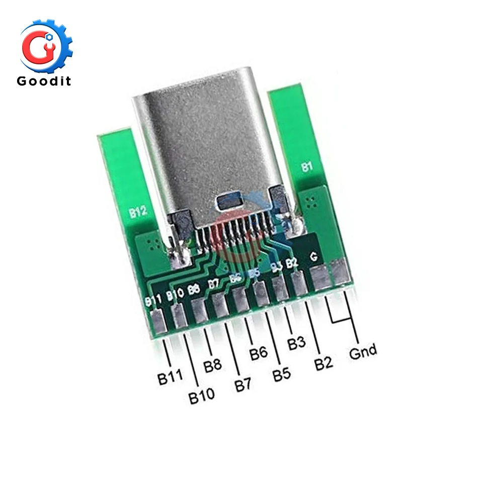 Разъем USB 3,1 типа C, 24 контакта, гнездо для мужчин и женщин, адаптер розеток для припоя провода и кабеля, 24 P, модуль поддержки печатной платы