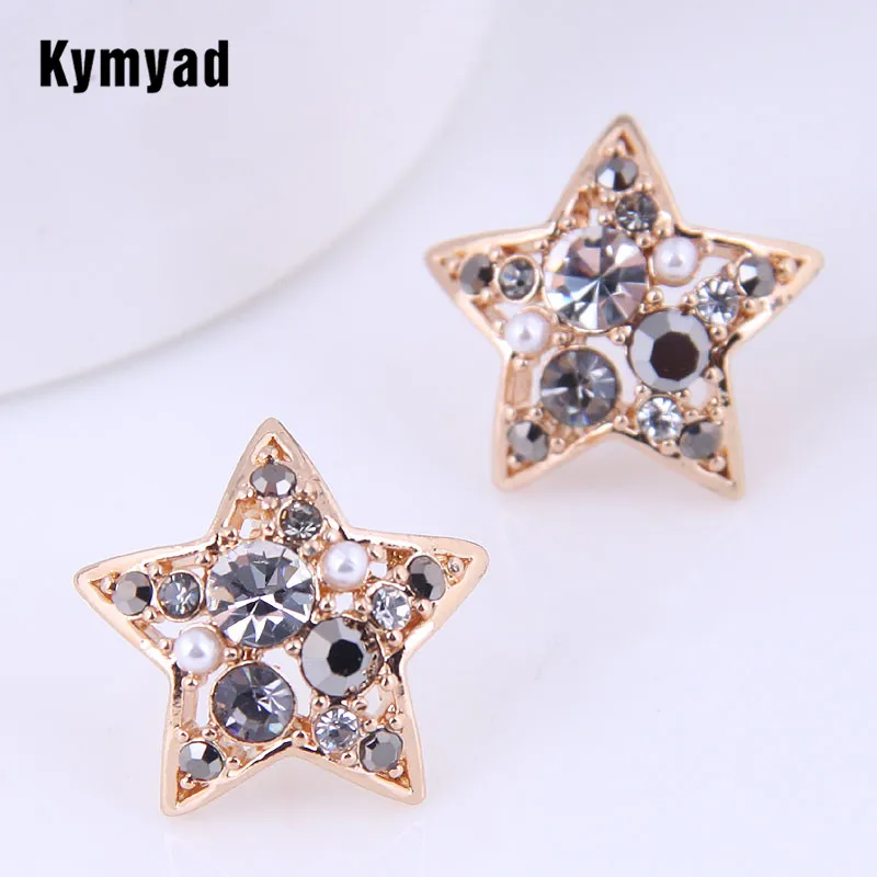 

Kymyad Vintage Star Stud Earrings For Women Crystal Decoration Statement Earrings Simulated Pearl Jewelry Fashion Earring