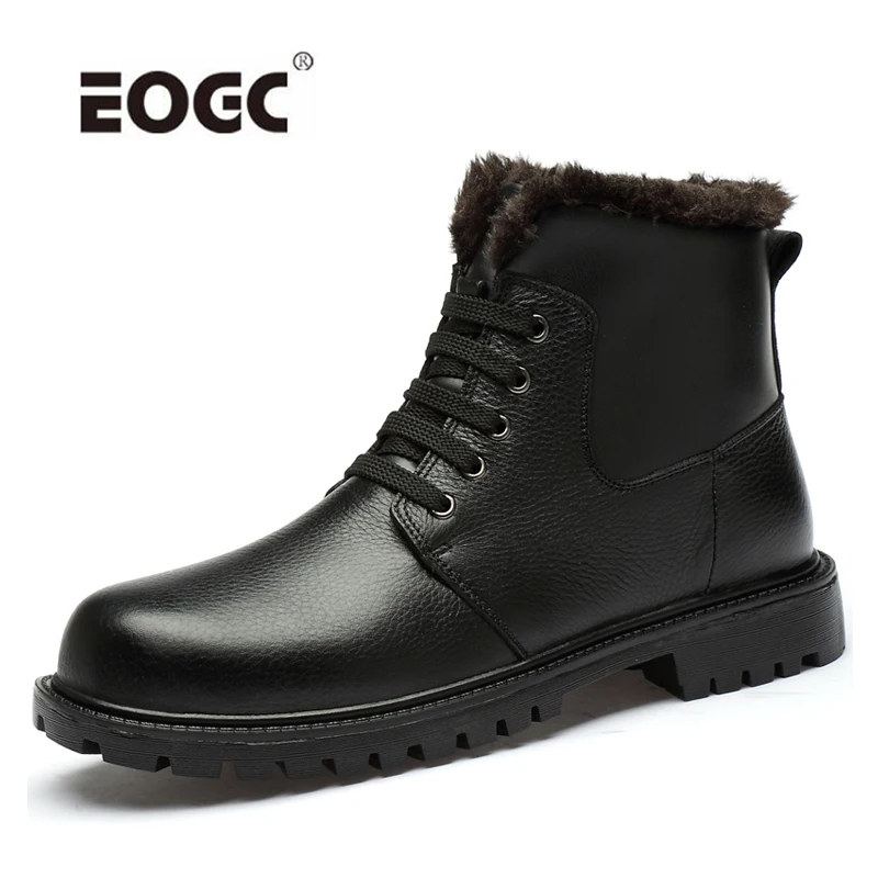 

Plush Warm Boots Men Plus Size Genuine Leather Autumn And Winter Shoes Men Comfortable Waterproof Ankle Snow Boots Botas Hombre