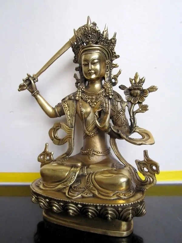 

Copper Brass CHINESE crafts decoration Collectibles Tibetan Buddhist bronze MANJUSHRI buddha statue