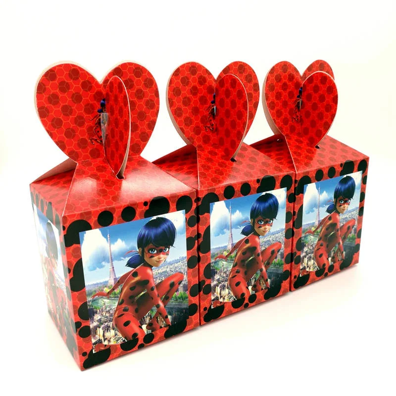 candy box-6pcs Милые вечерние чашки в виде божьей коровки для детей на день рождения, Подарочная коробка для детских масок, одноразовая посуда, вечерние принадлежности - Цвет: candy box-6pcs
