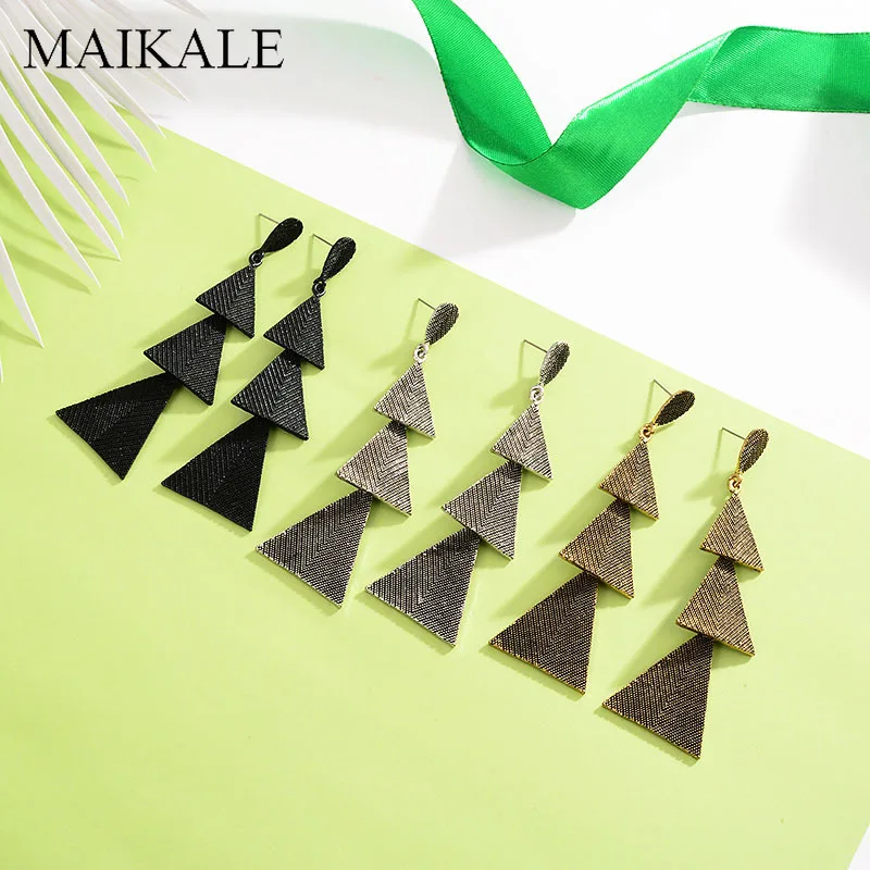 Женские серьги с кисточками MAIKALE длинные Многослойные треугольные из сплава