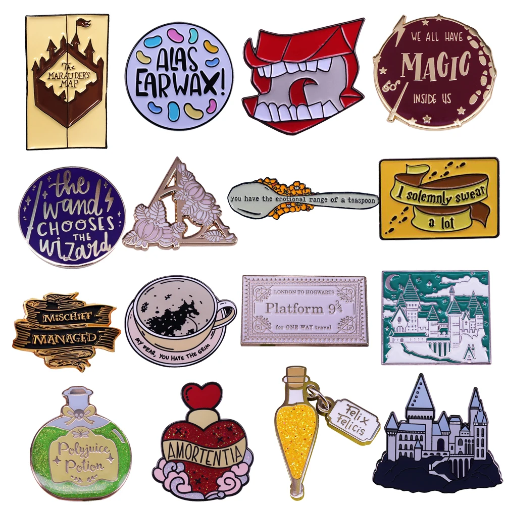 LT460 ведьма эмали штырь фильм мешочек для брошек отворотом с героями мультфильмов