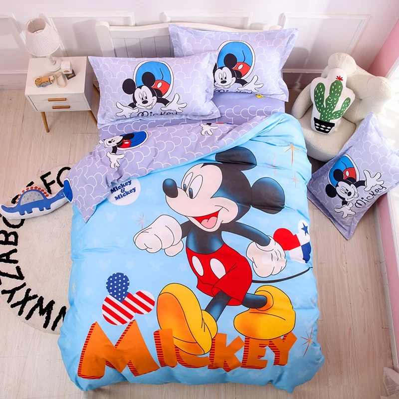 

Disney Mickey Minnie Mouse Cotton Bedding Set Aisha Anna Princess Sophia Duvet Cover Bedroom Decoration Baby Child Girl Gift