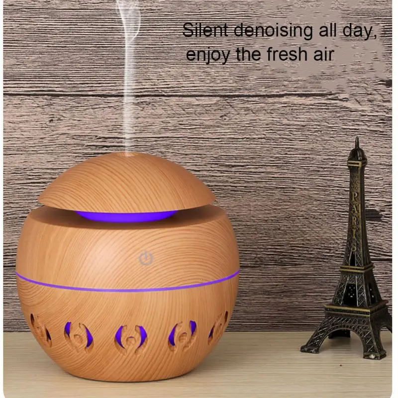 

USB Mini Aroma Diffuser Essential Oil Air Humidifier Wood Grain Purifier W/ LED