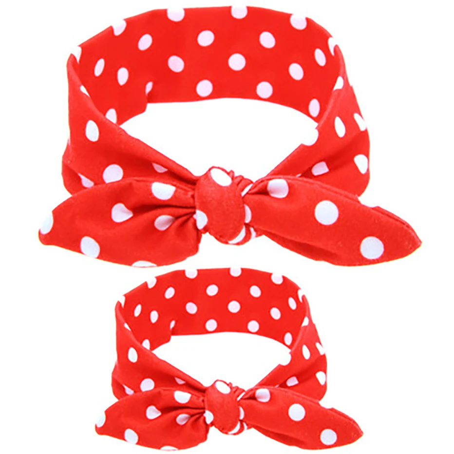 

2pcs Mama & Baby Hairband Print Rabbit Ear Bowknot Elastic Kids Headwear Children Headband Hair Accessories Women