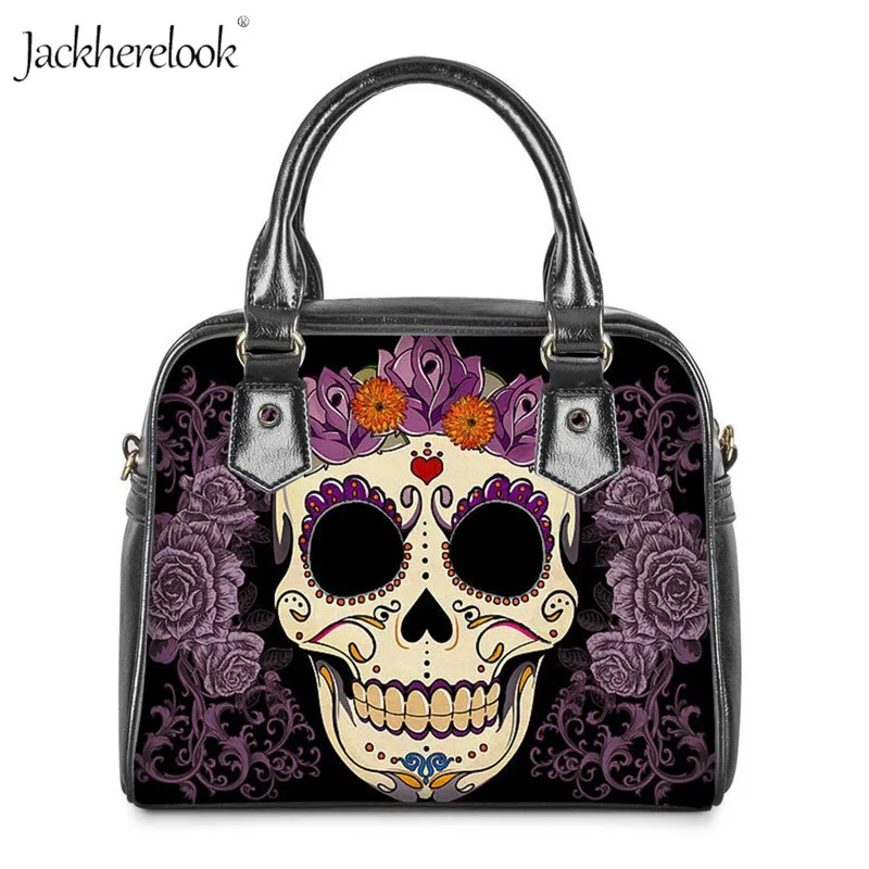 

Jackherelook женская сумка из ПУ кожи крутая женская сумка через плечо с принтом в виде черепа