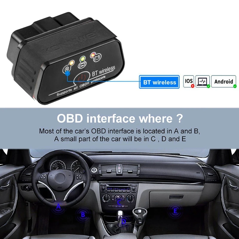 

KONNWEI Code Reader Bluetooth KW903 OBD2 V1.5 Automotive Scanner Car On-Board Diagnostic Multifunctional for Android
